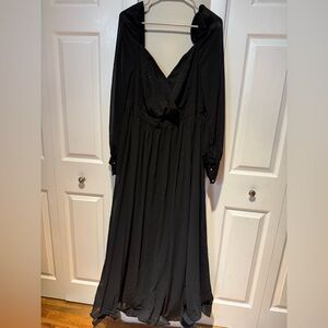 Faeresty Elegant Black Women's Long Sleeve Dress